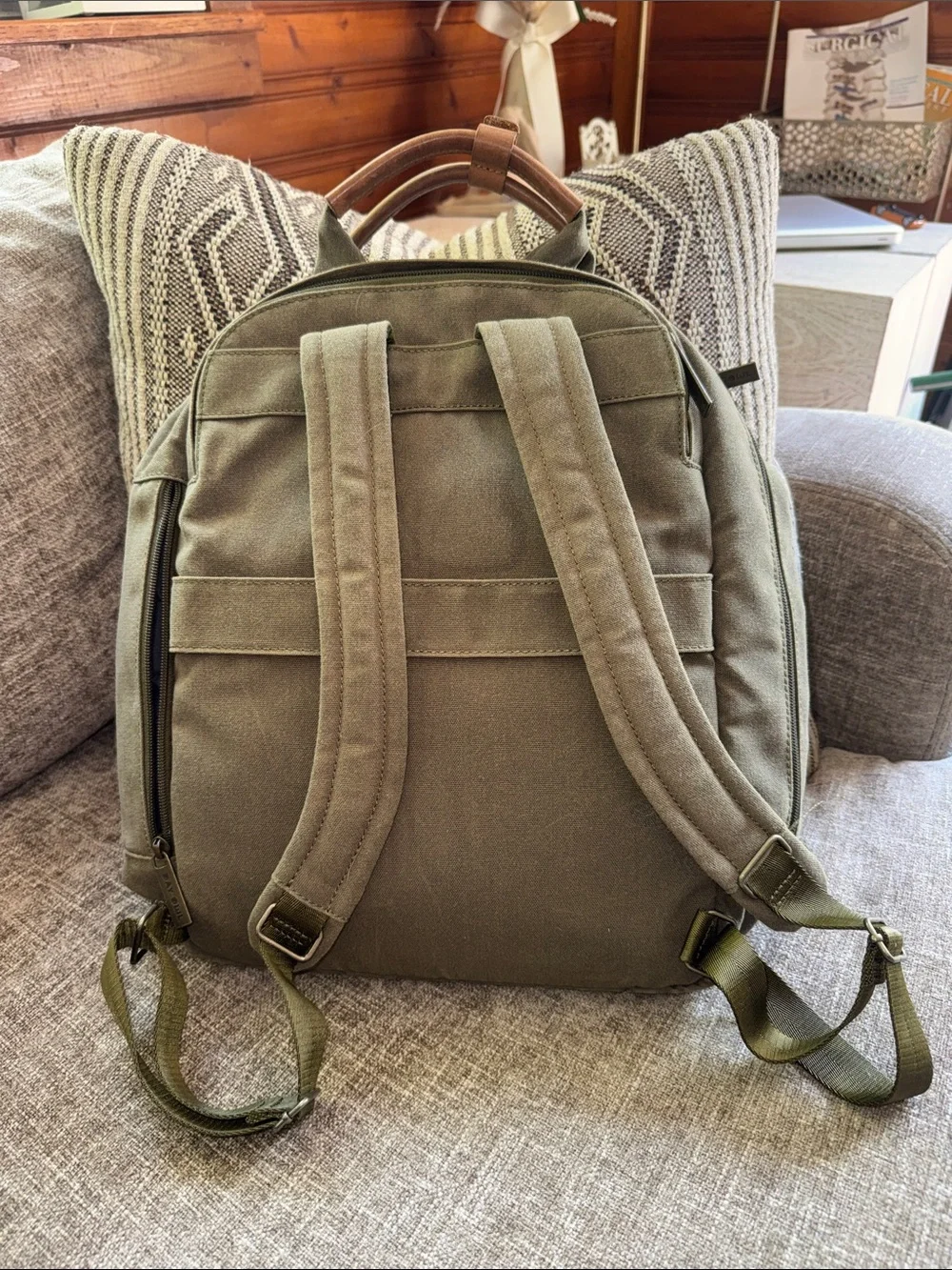 Olive Green Canvas Backpack - Minimal Everyday Carry
